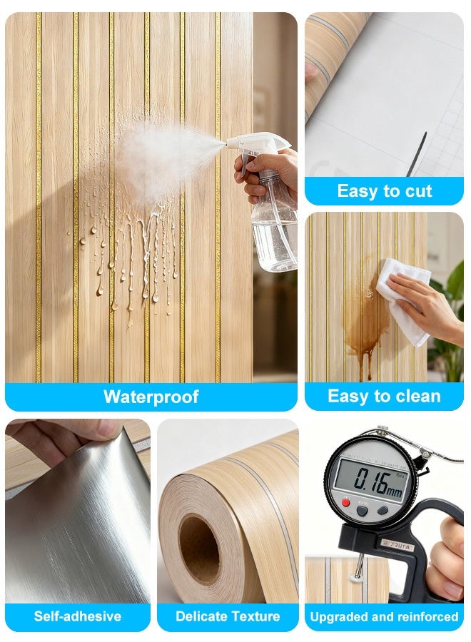 نوايوو ورق جدران بنمط شرائح الخشب، مقاس 15.7 بوصة × 393 بوصة، ورق جدران ذاتي اللصق بنمط الخشب، ورق جدران من الفينيل PVC مقاوم للماء، ورق لاصق بنمط شرائح الخشب الصناعي (CSGS007) - Image 4